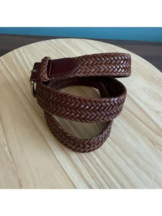 Polo Ralph Lauren Womens Braided Leather Belt With Brass Buckle Size 32 - Picture 6 of 16